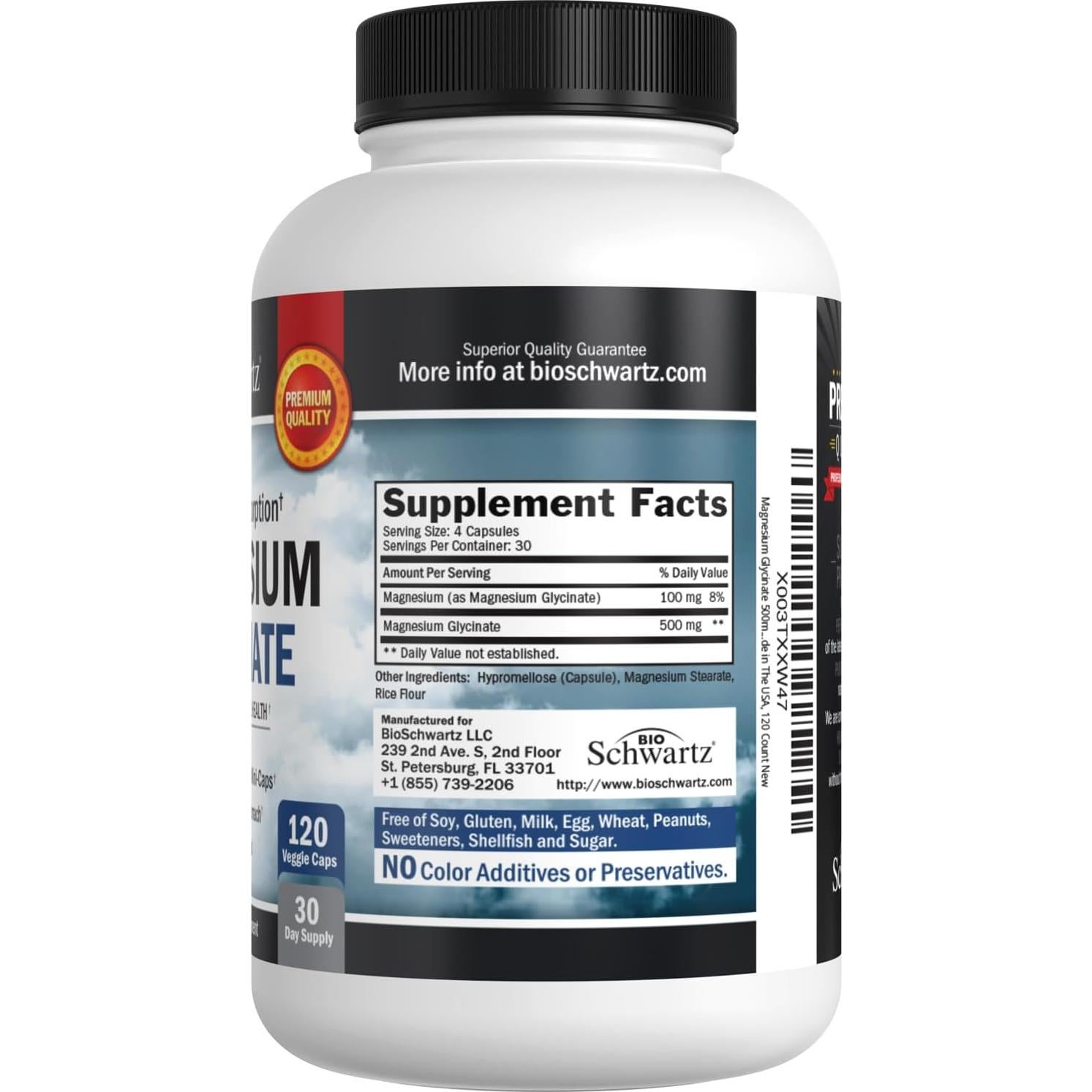 Cápsulas de Glicinato de Magnesio BioSchwartz 500mg 120 Mini