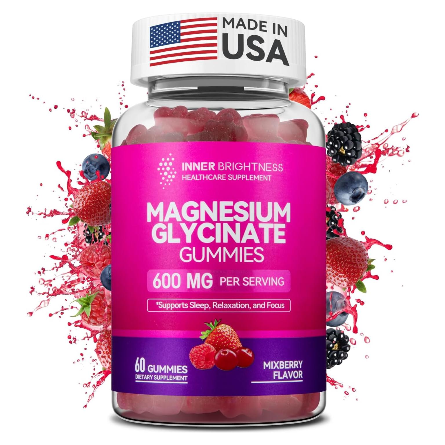 Gomitas de Glicinato de Magnesio Brillo Interior 600mg 60 Unidades