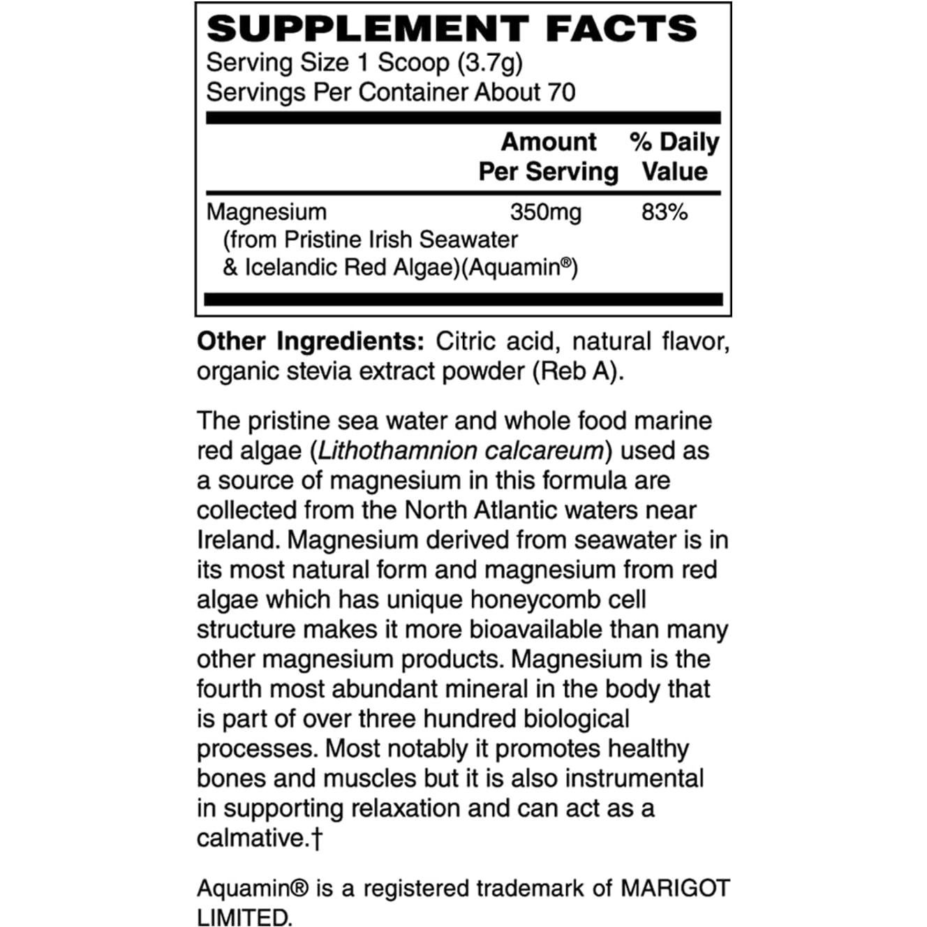 Polvo de Magnesio Natural Reliance 258g - Algas Rojas