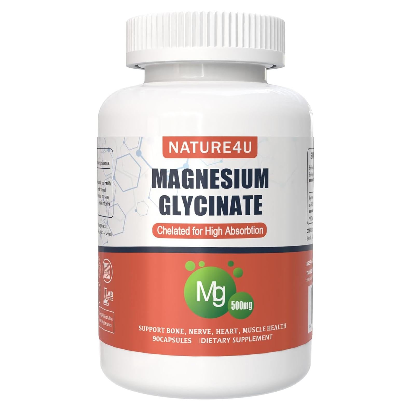 Glicinato de Magnesio 500mg Nature4u - 90 Cápsulas Veganas