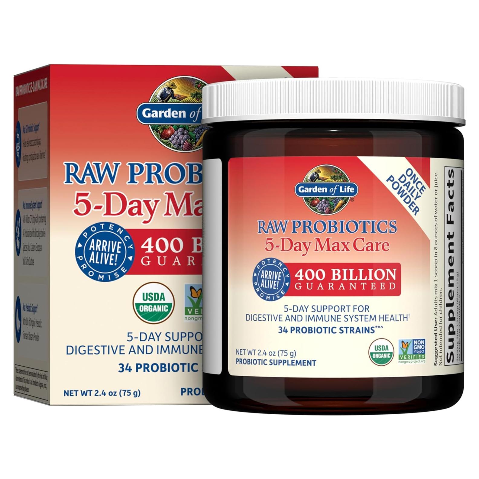 Garden of Life Polvo Probiotico Orgánico 400 Mil Millones CFU 68g