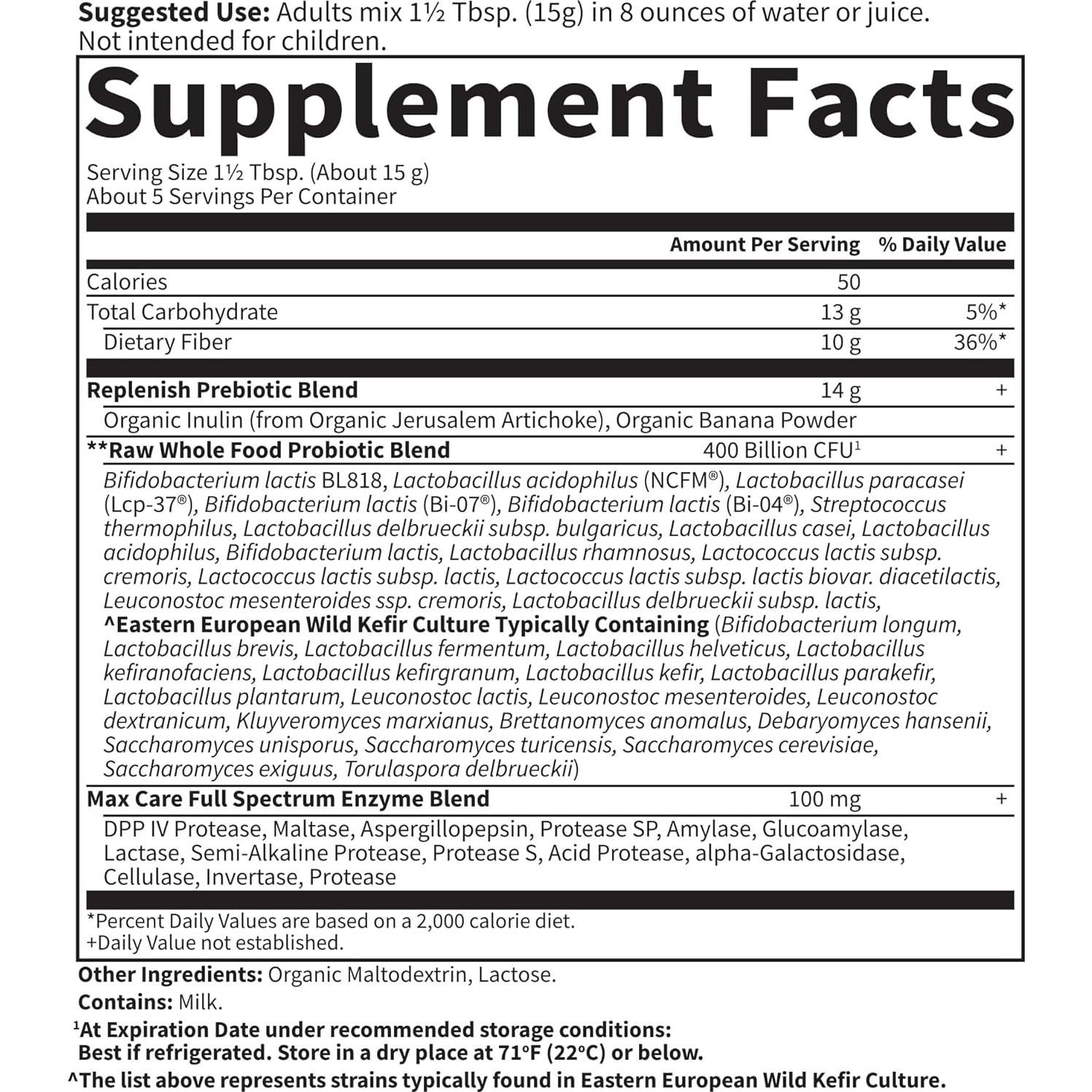 Garden of Life Polvo Probiotico Orgánico 400 Mil Millones CFU 68g