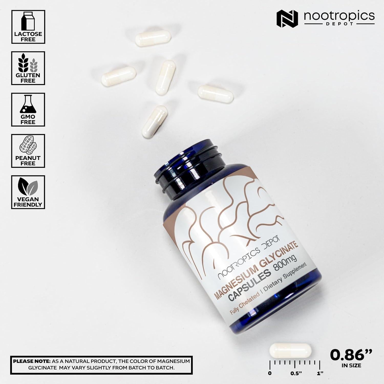 Cápsulas de Glicinato de Magnesio Nootropics Depot 180 Unidades