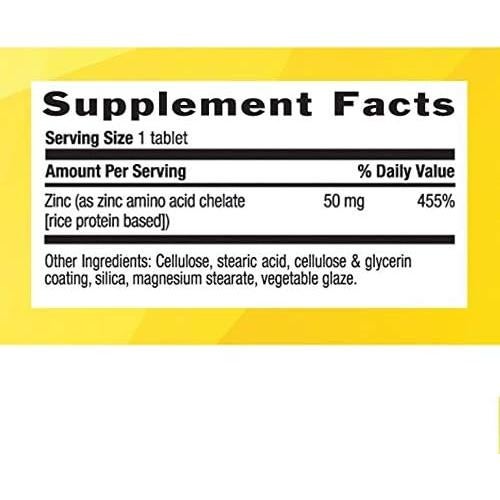 Country Life Zinc Quelado 50 mg - Suplemento Inmunológico Vegano 100 Tabletas