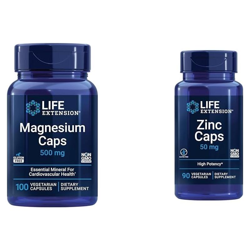 Cápsulas de Magnesio Life Extension 500 mg y Zinc 50 mg