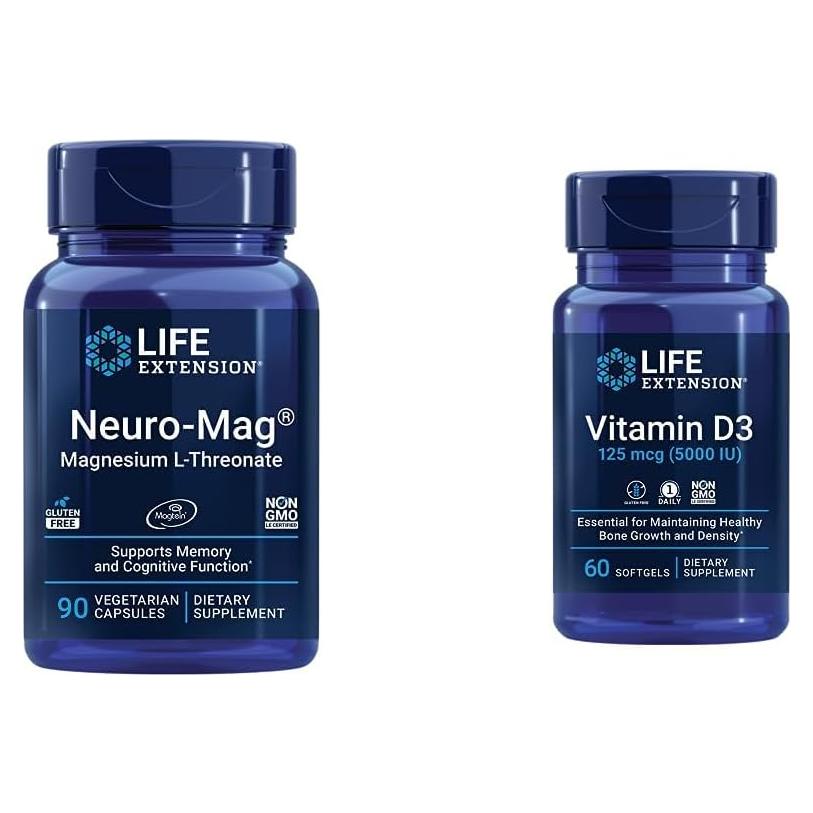 Suplemento de Magnesio L-treonato y Vitamina D3 Life Extension