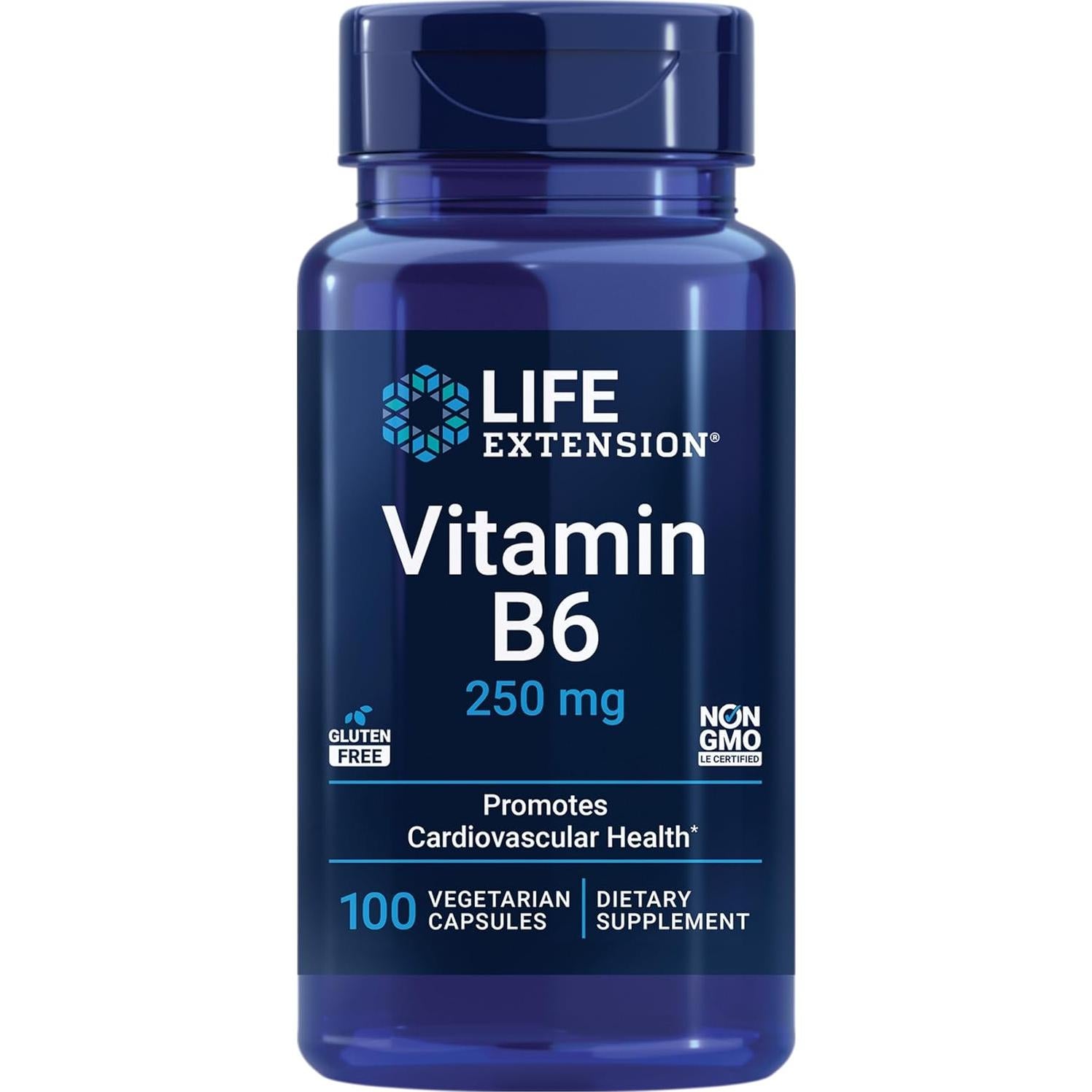 Life Extension Vitamina B6 250mg + Magnesio 500mg - 100 Cápsulas Vegetarianas