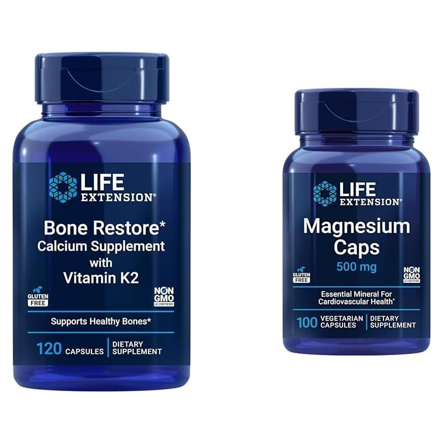 Suplemento de Salud Ósea Life Extension + Magnesio 500 mg