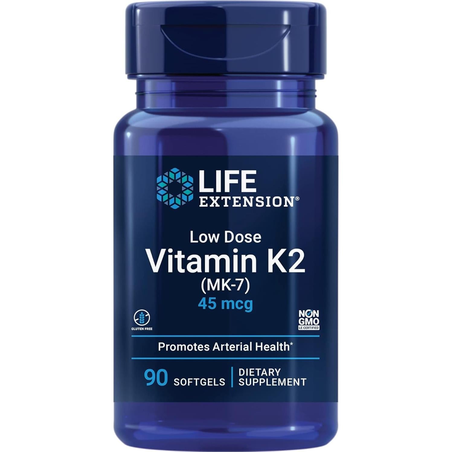 Salud Cardiaca y Ósea Life Extension Vitamina K2 + Magnesio 90 Cápsulas