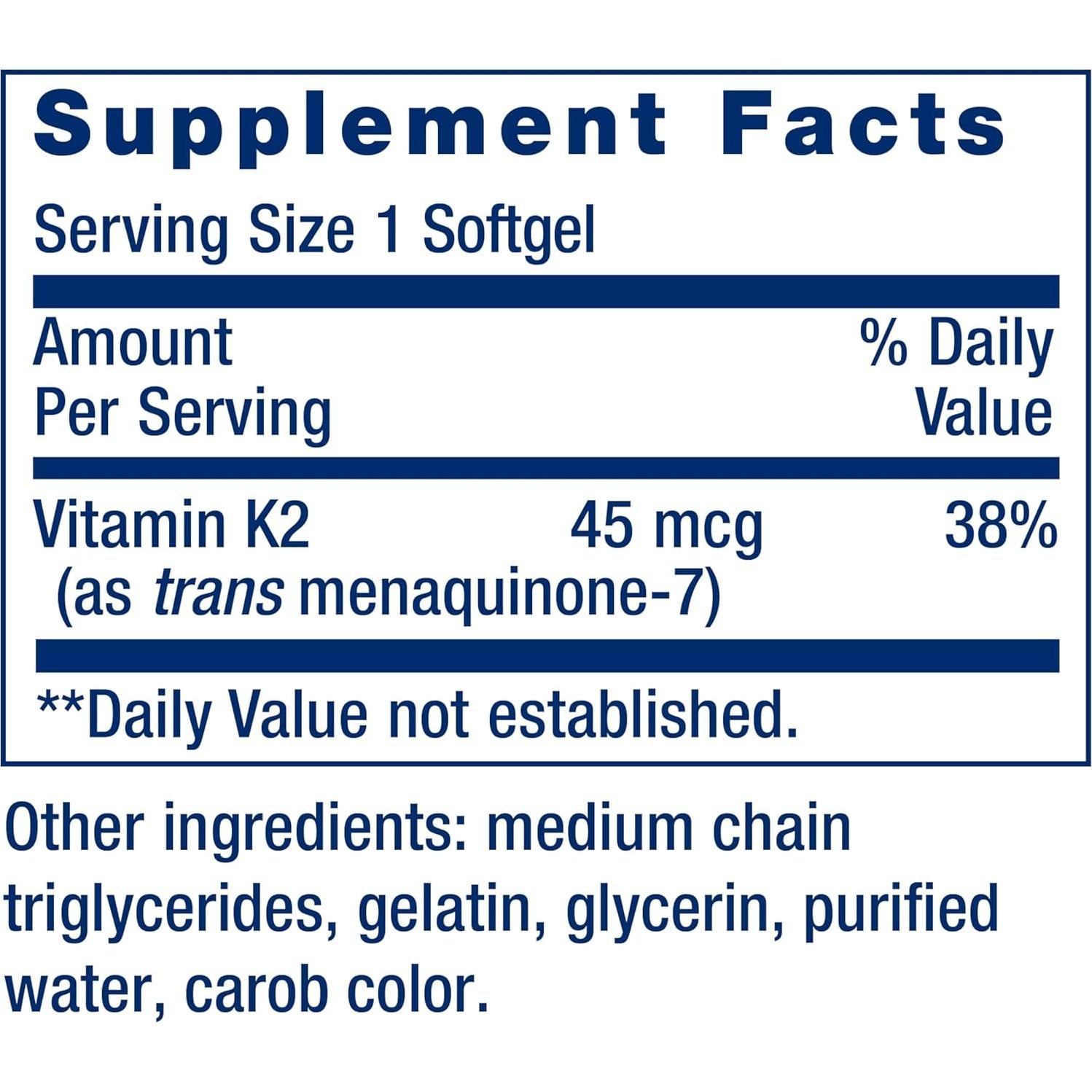 Salud Cardiaca y Ósea Life Extension Vitamina K2 + Magnesio 90 Cápsulas