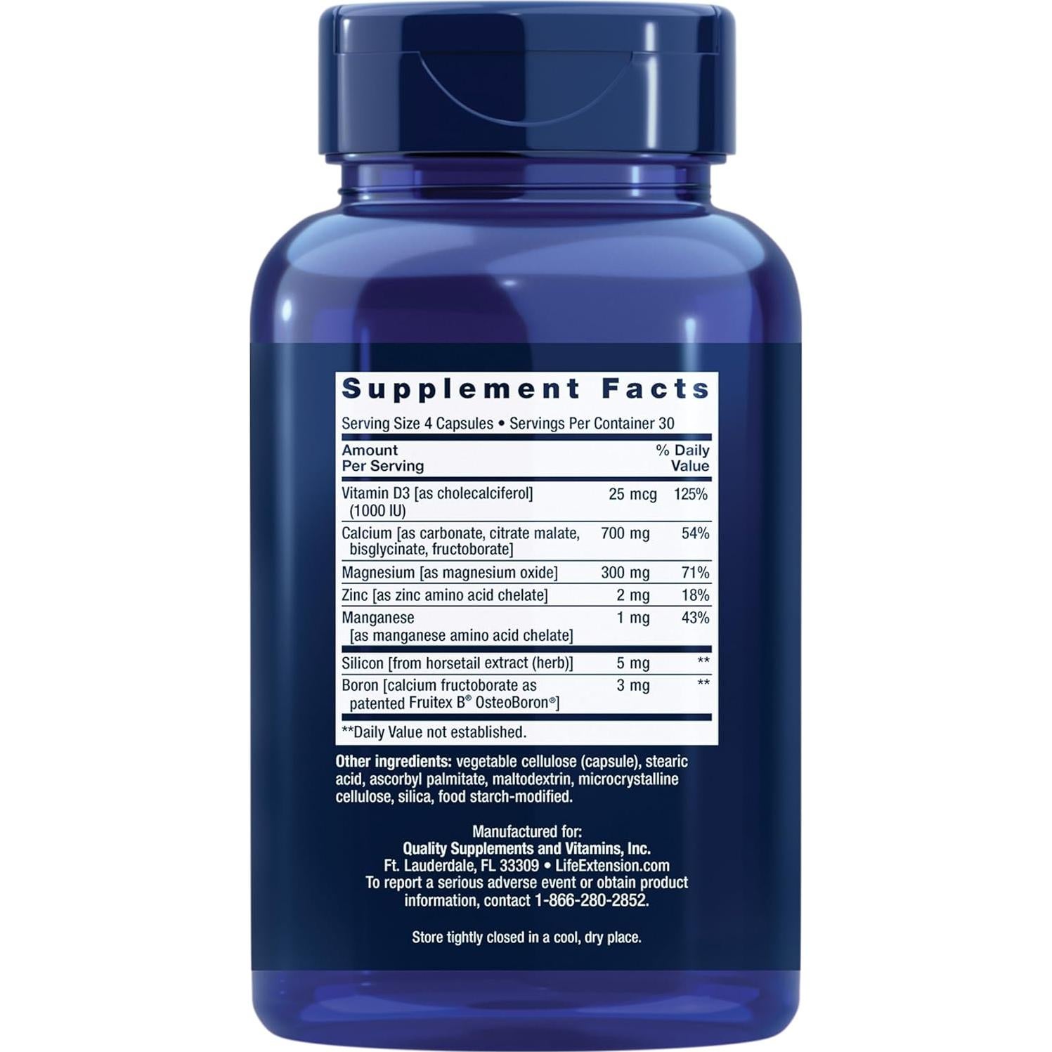 Suplemento de Calcio Life Extension Bone Restore 120 Cápsulas