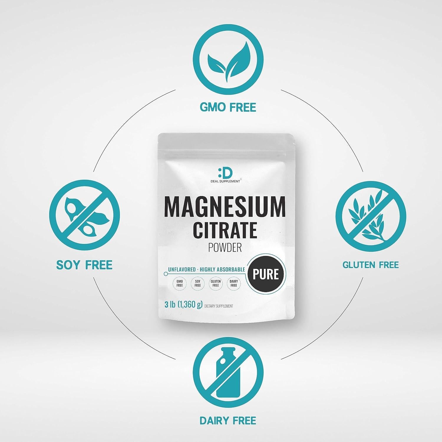 Suplemento Deal Citrato de Magnesio 500mg 1.36kg Sin Sabor