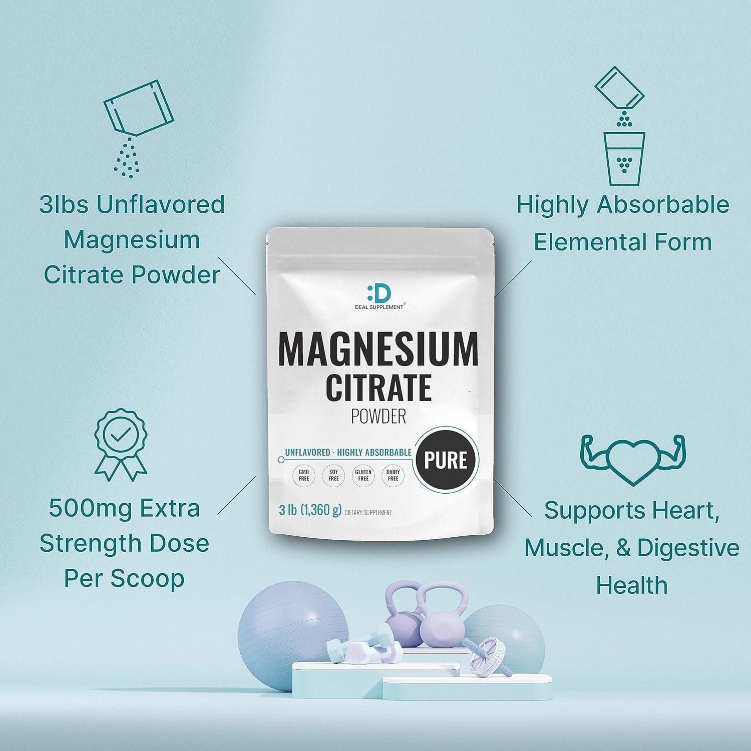 Suplemento Deal Citrato de Magnesio 500mg 1.36kg Sin Sabor