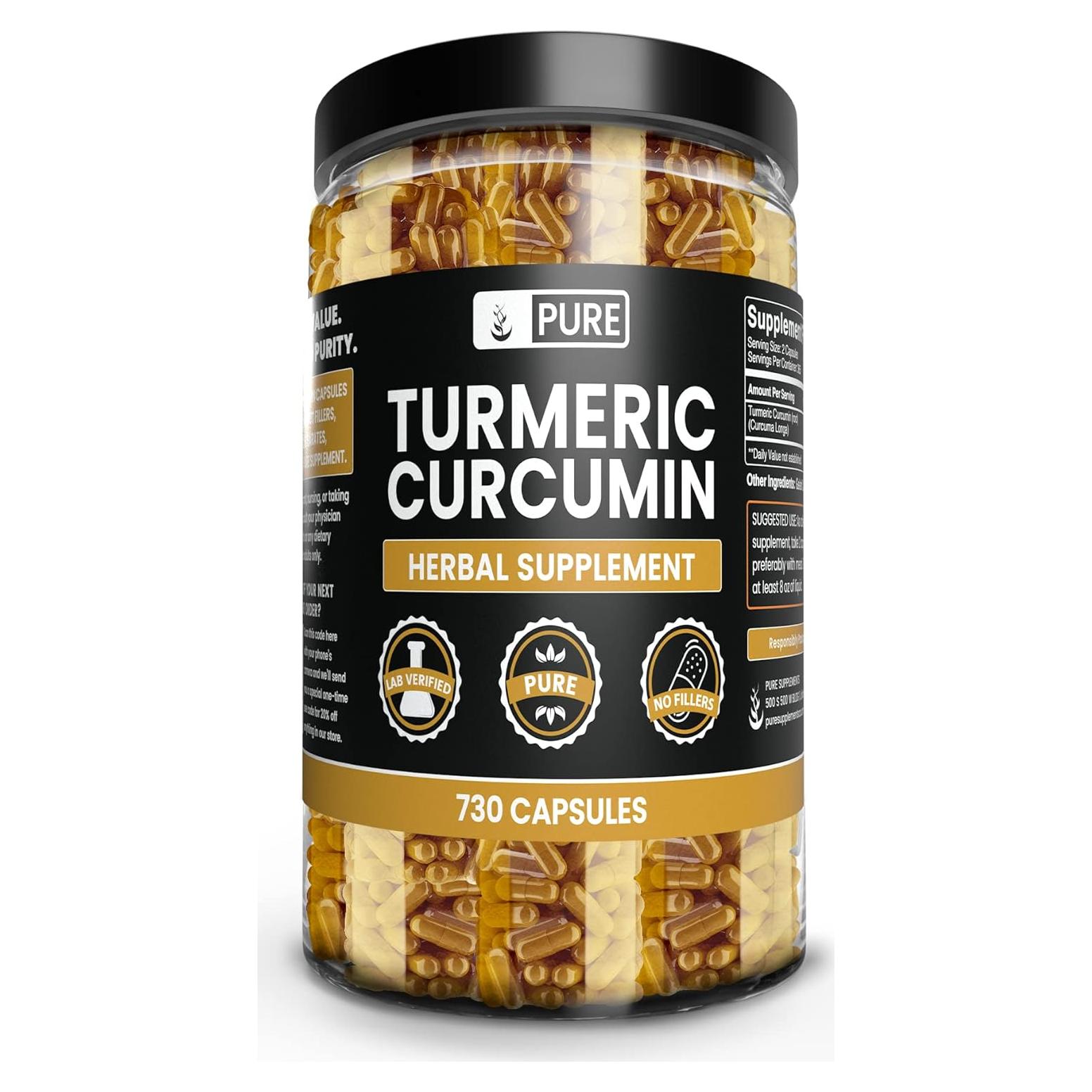 Cápsulas de Cúrcuma Curcumina 730 Unidades Ingredientes Originales