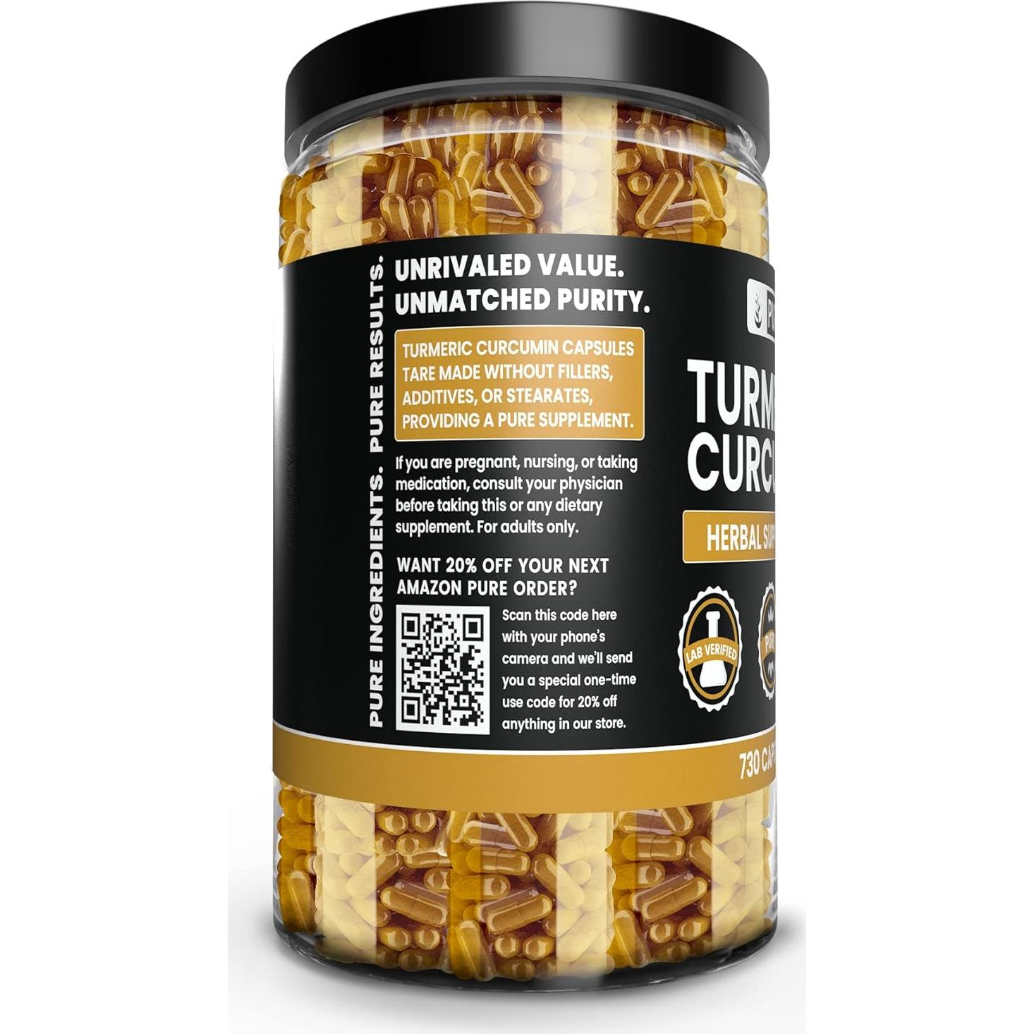 Cápsulas de Cúrcuma Curcumina 730 Unidades Ingredientes Originales