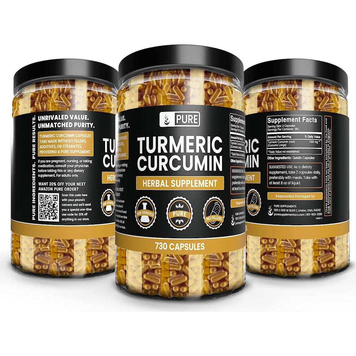 Cápsulas de Cúrcuma Curcumina 730 Unidades Ingredientes Originales