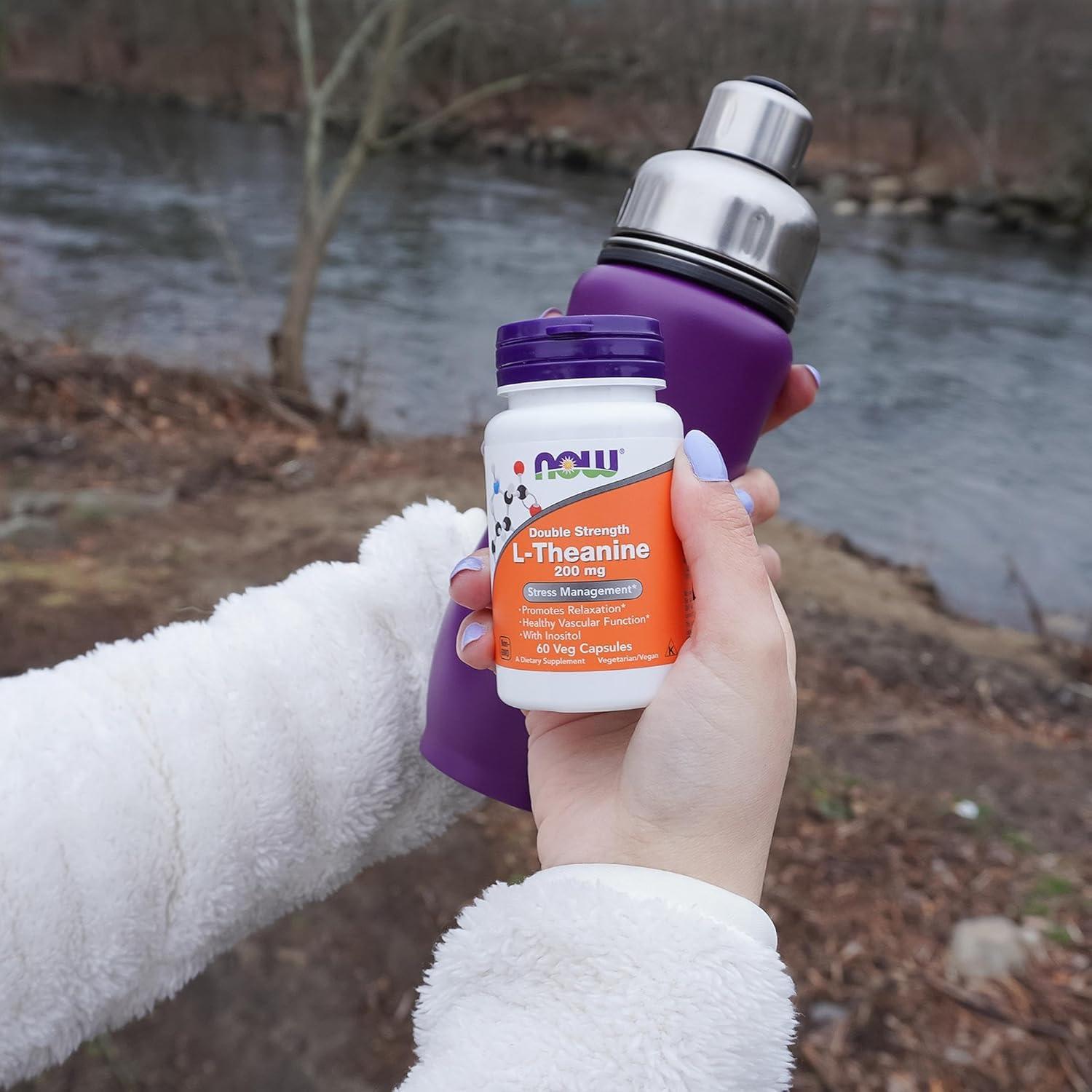 Suplemento L-Teanina 200 mg con Inositol NOW Foods 60 Cápsulas Veganas