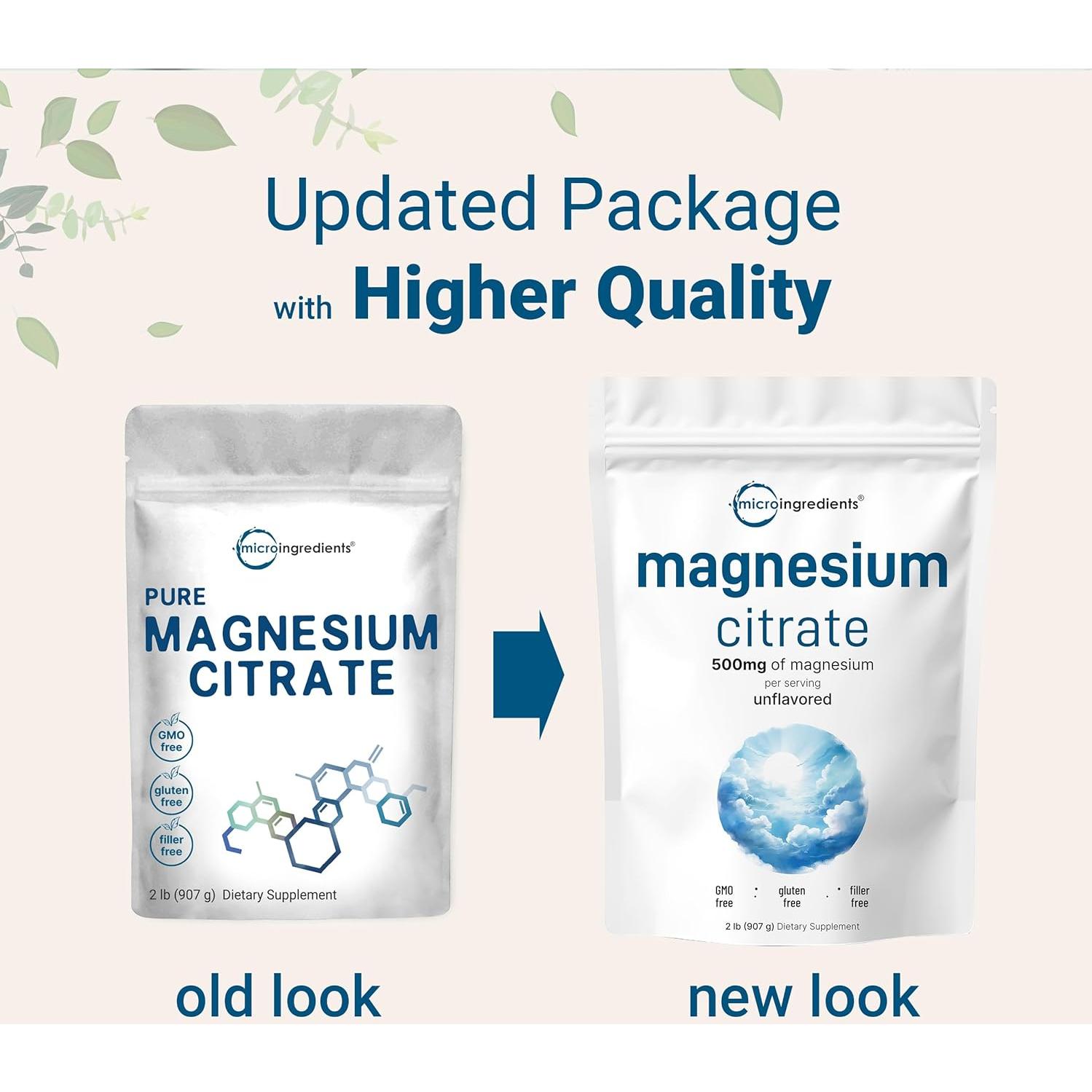 Citrato de Magnesio en Polvo Micro Ingredients 0.9kg Puro Vegano