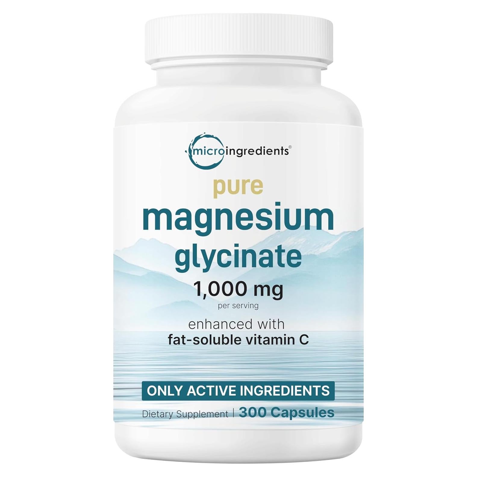 Glicinato de Magnesio Puro 1000mg con Vitamina C - 300 Cápsulas