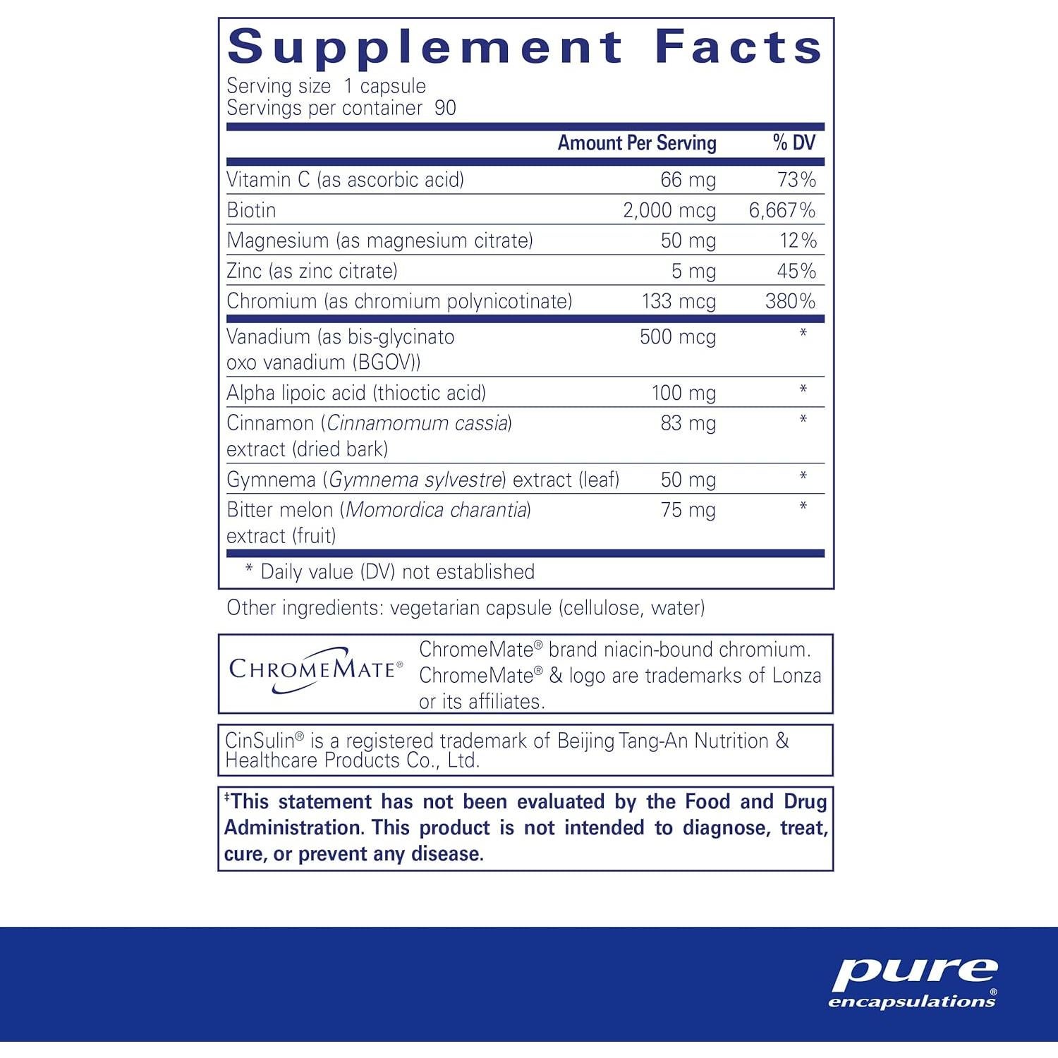 Suplemento GlucoFunction Pure Encapsulations 90 Cápsulas