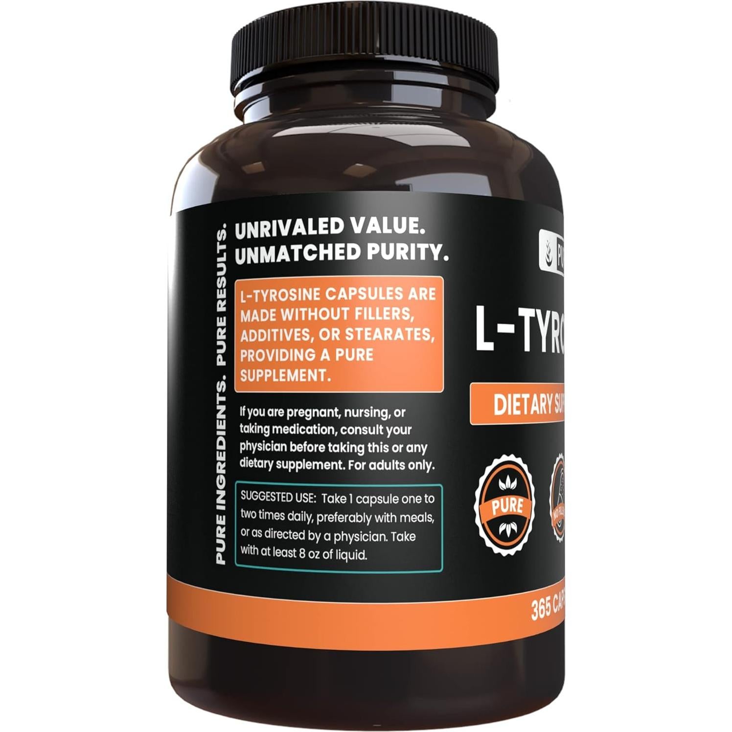L-Tirosina 365 Cápsulas Ingredientes Originales Puros