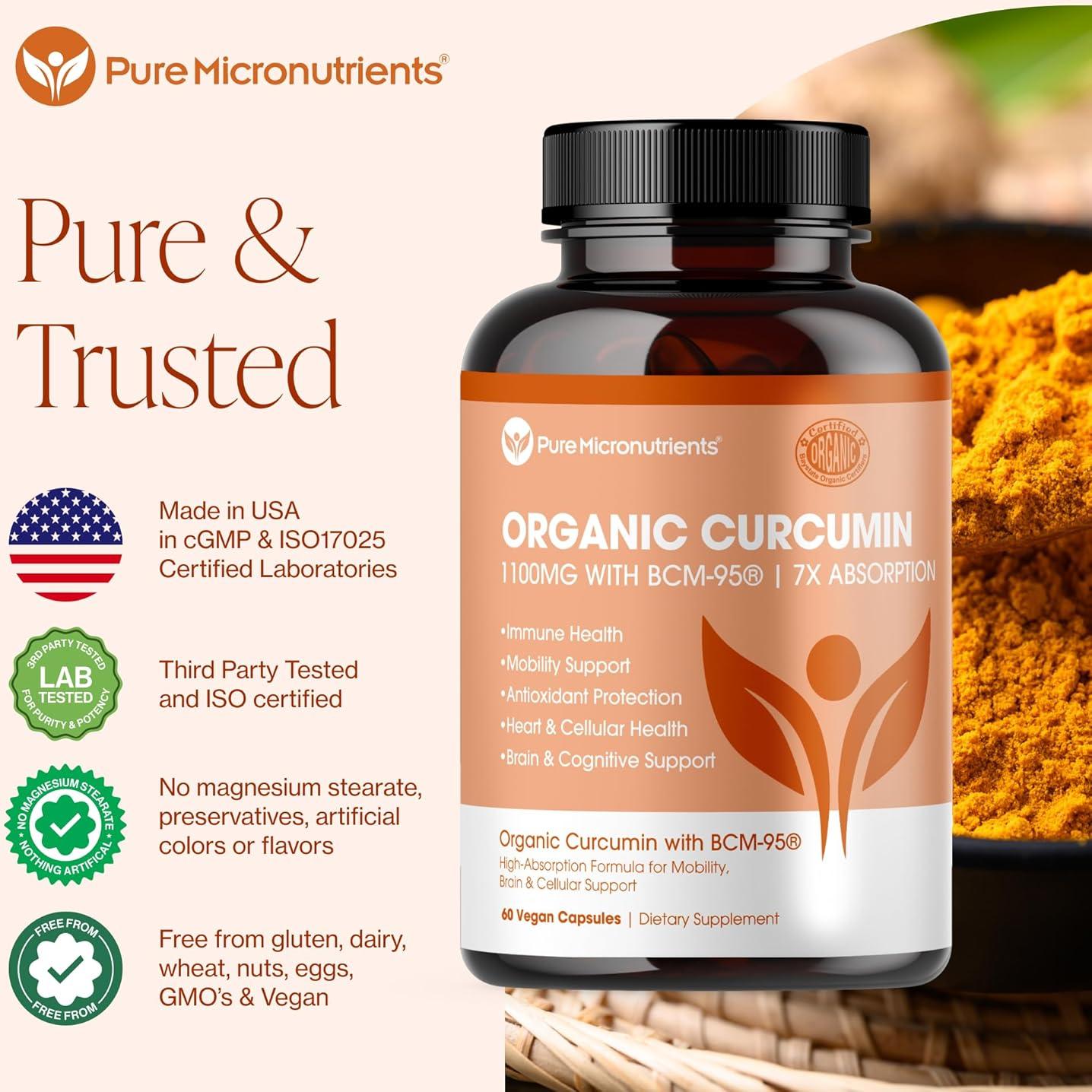 Cápsulas de Cúrcuma Orgánica 1000mg Pure Micronutrients - 60 Unidades