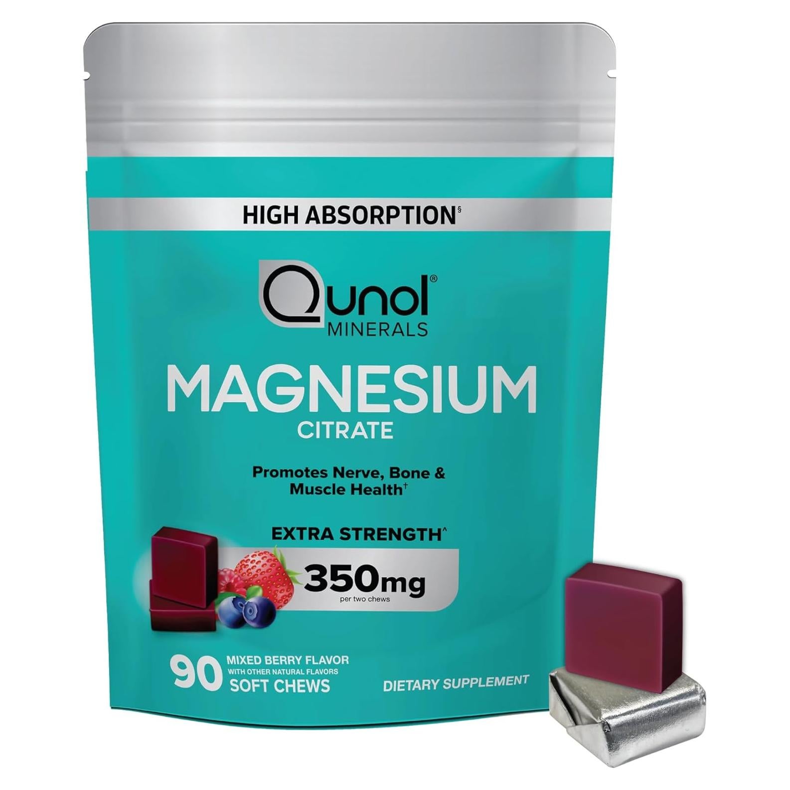 Suplemento de Magnesio Qunol Gomas Blandas 350mg 90 Unidades