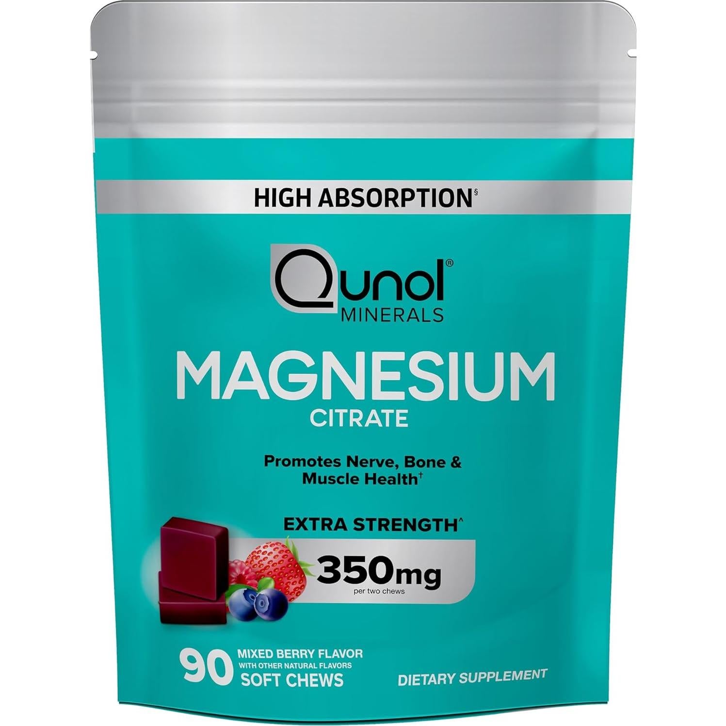 Suplemento de Magnesio Qunol Gomas Blandas 350mg 90 Unidades