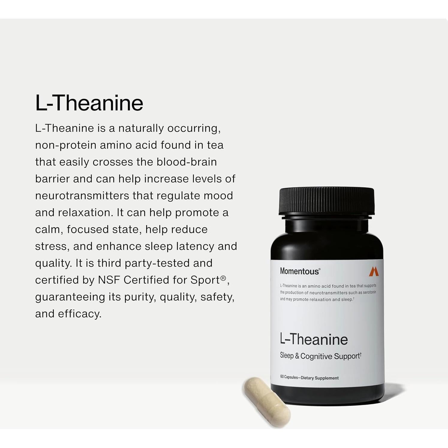 Suplemento L-Theanina Momentous 200 mg - 60 Cápsulas Relajación