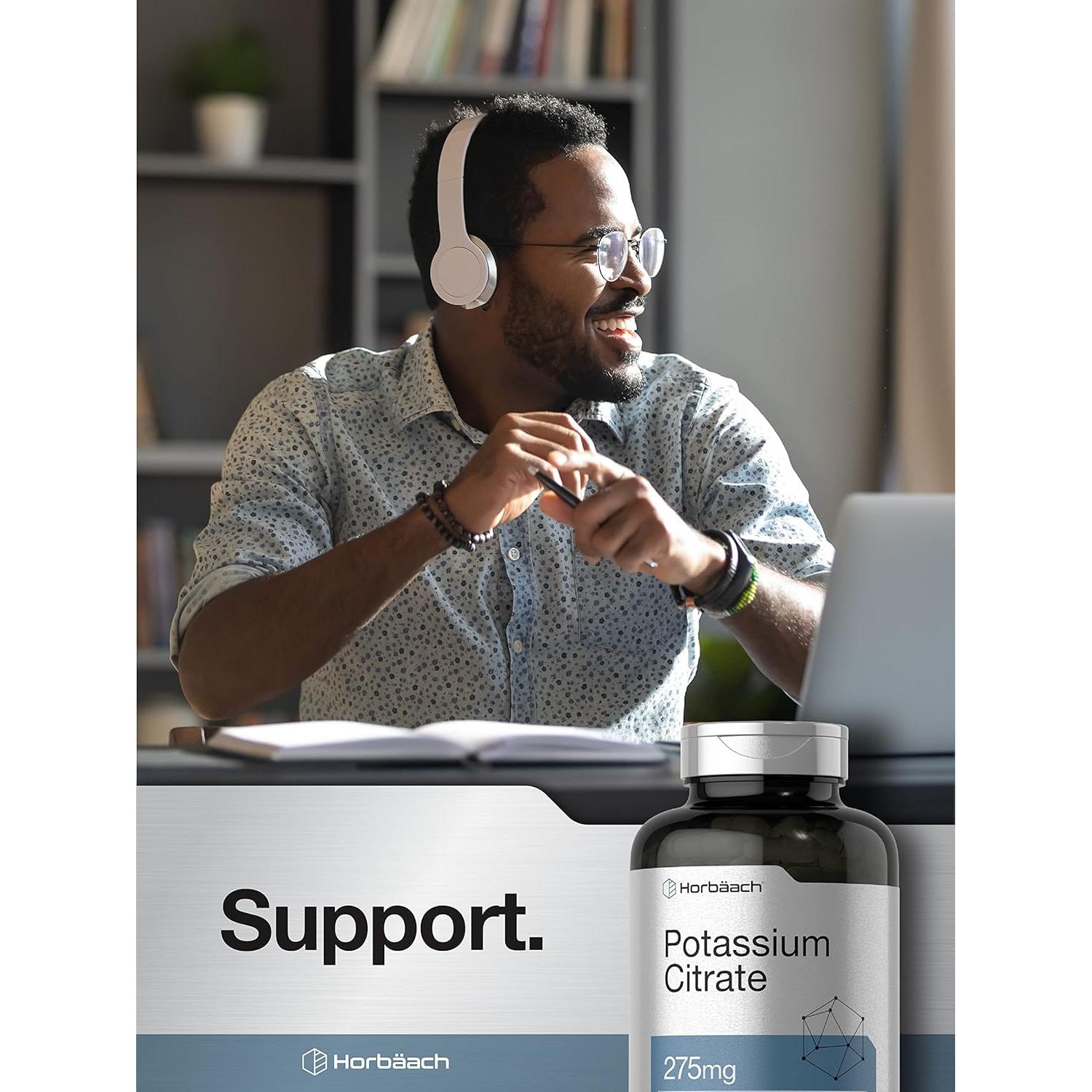 Suplemento Citrato de Potasio Horbaach 275 mg - 400 Cápsulas