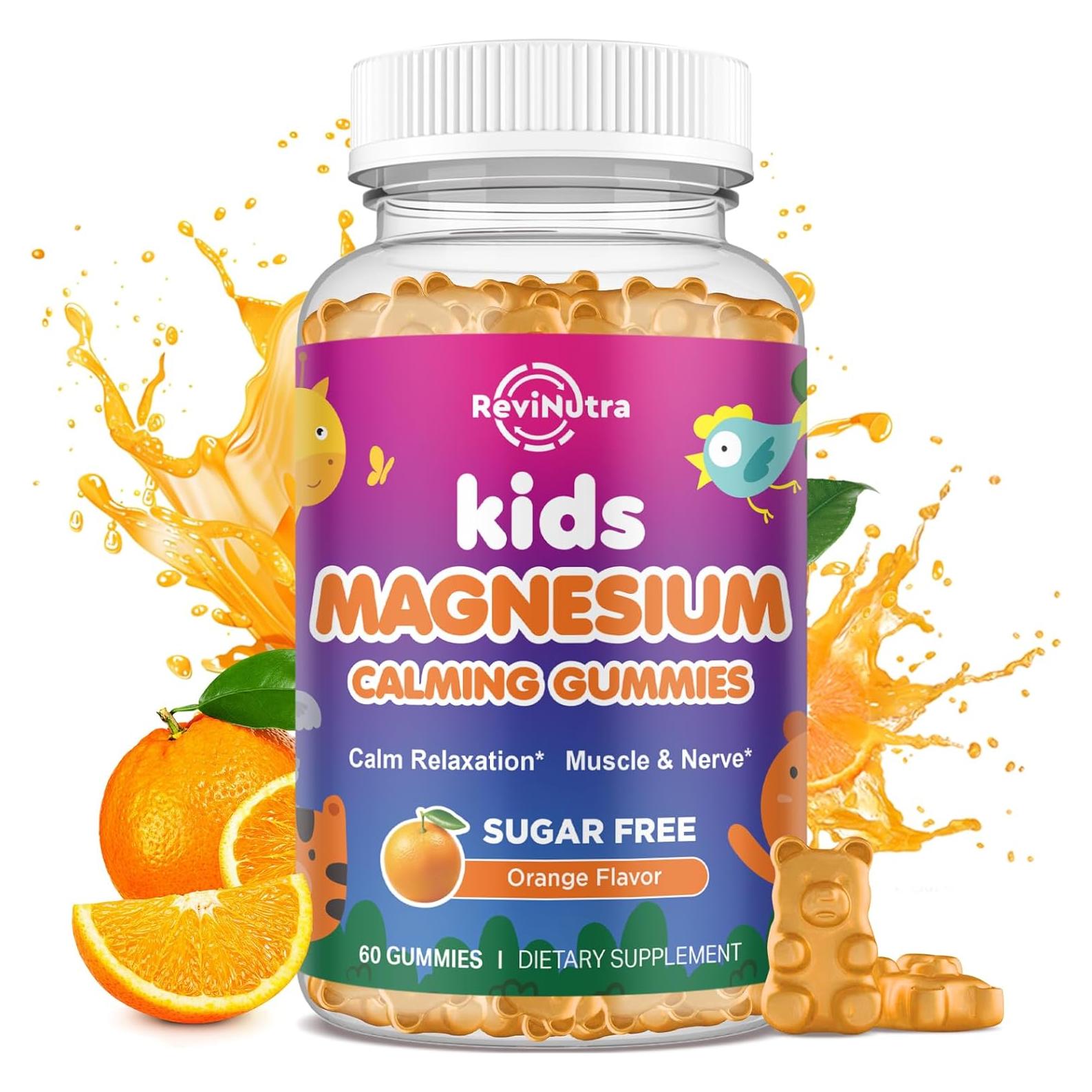 Gomitas de Magnesio Calm ReviNutra 60ct Sin Azúcar Naranja