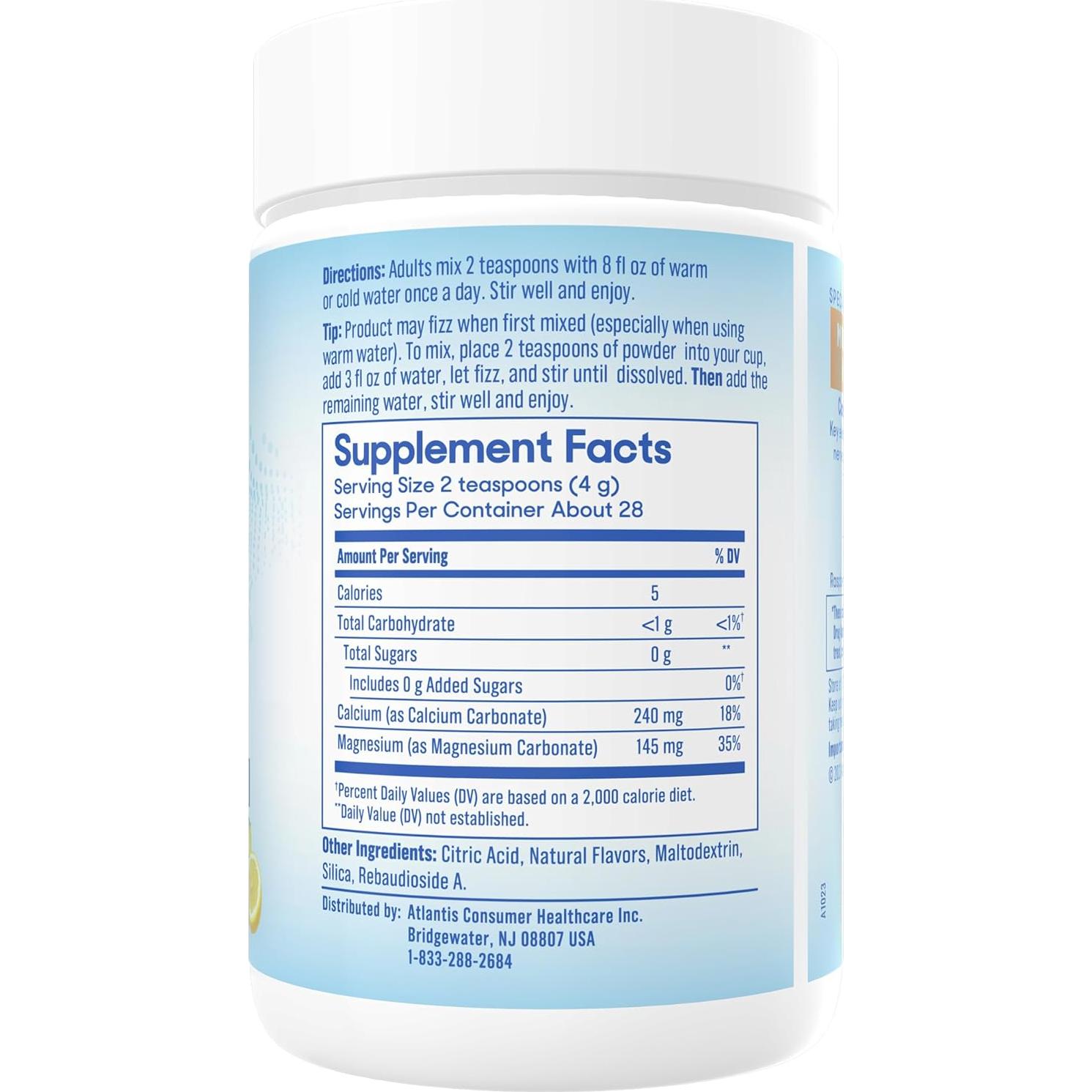 SlowMag Polvo de Magnesio y Calcio 113.4g Sabor Frambuesa-Limón