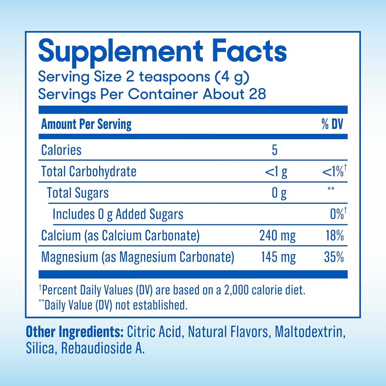SlowMag Polvo de Magnesio y Calcio 113.4g Sabor Frambuesa-Limón