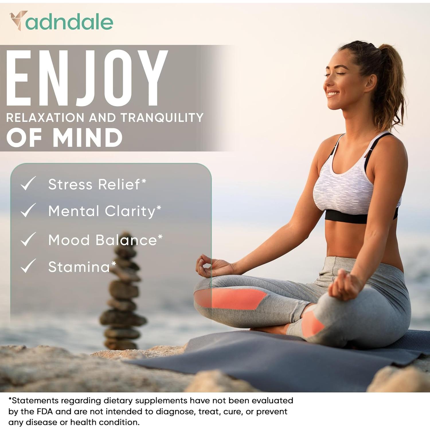 Suplemento de Cortisol Adndale 14 en 1 con Ashwagandha 90 Cápsulas