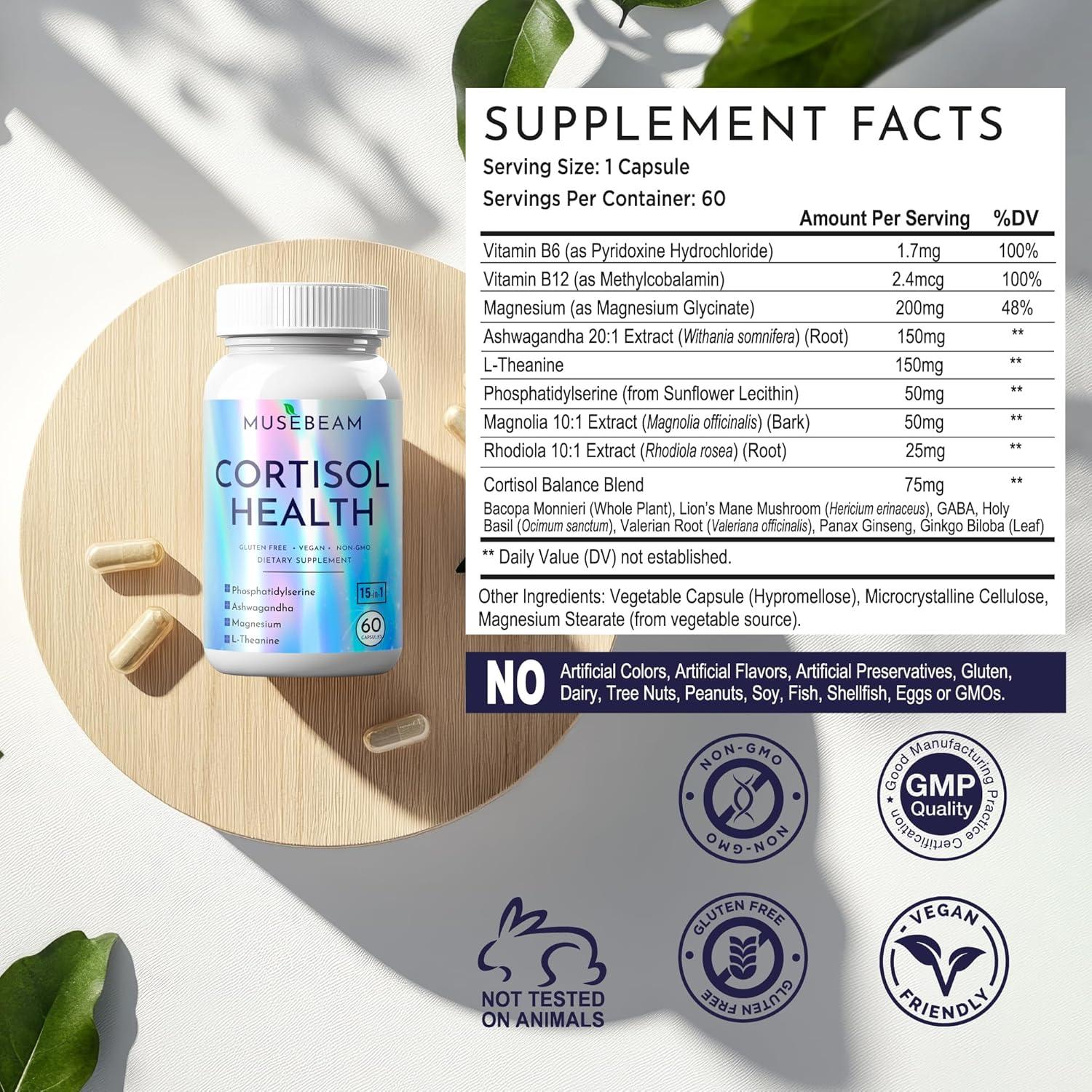 Suplemento Detox de Cortisol MuseBeam 60 Cápsulas - Control Estrés