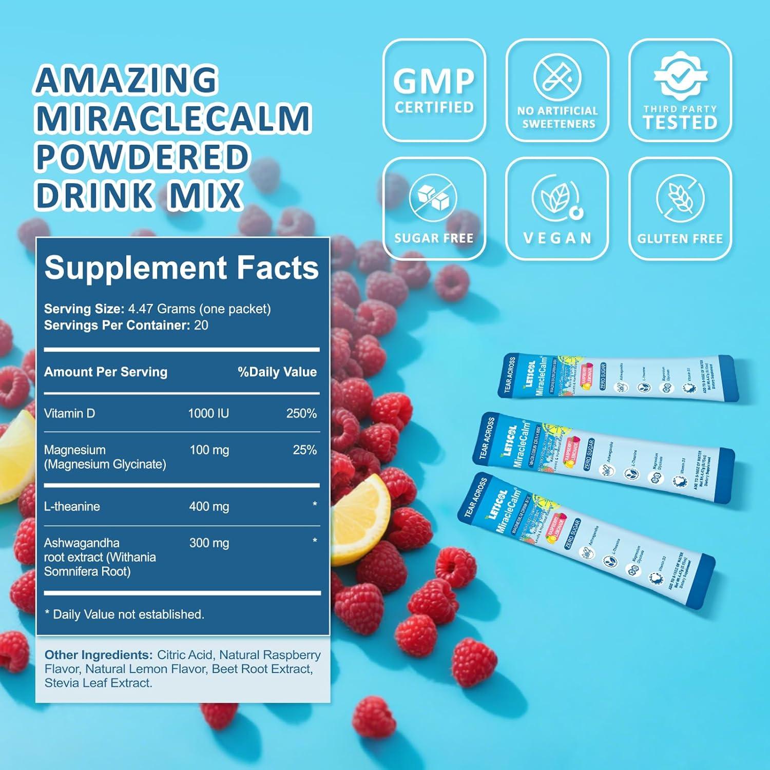 Mezcla en Polvo MiracleCalm 89.4g - Suplemento de Magnesio y Calcio