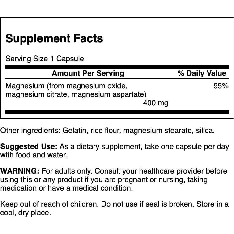 Complejo de Magnesio Triple Swanson 30 Cápsulas 400mg