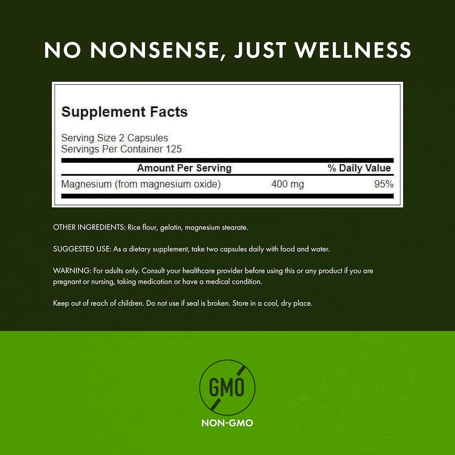 Suplemento de Magnesio Swanson 200 mg 250 Cápsulas