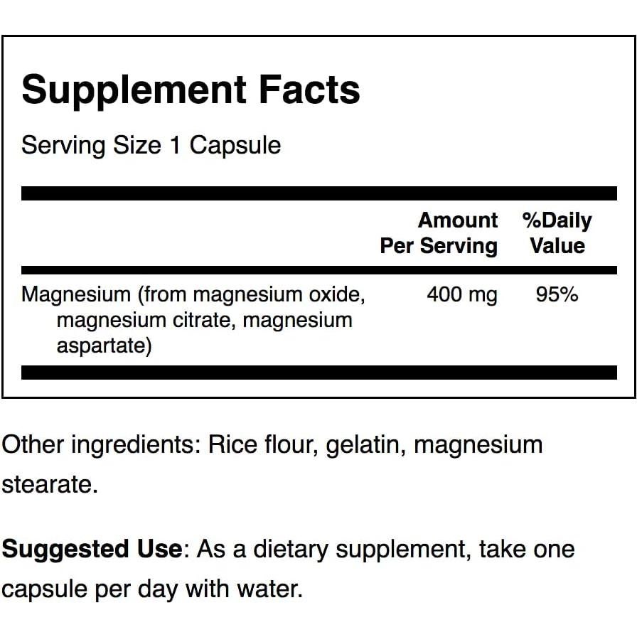 Complejo de Magnesio Triple Swanson 300 Cápsulas 400mg