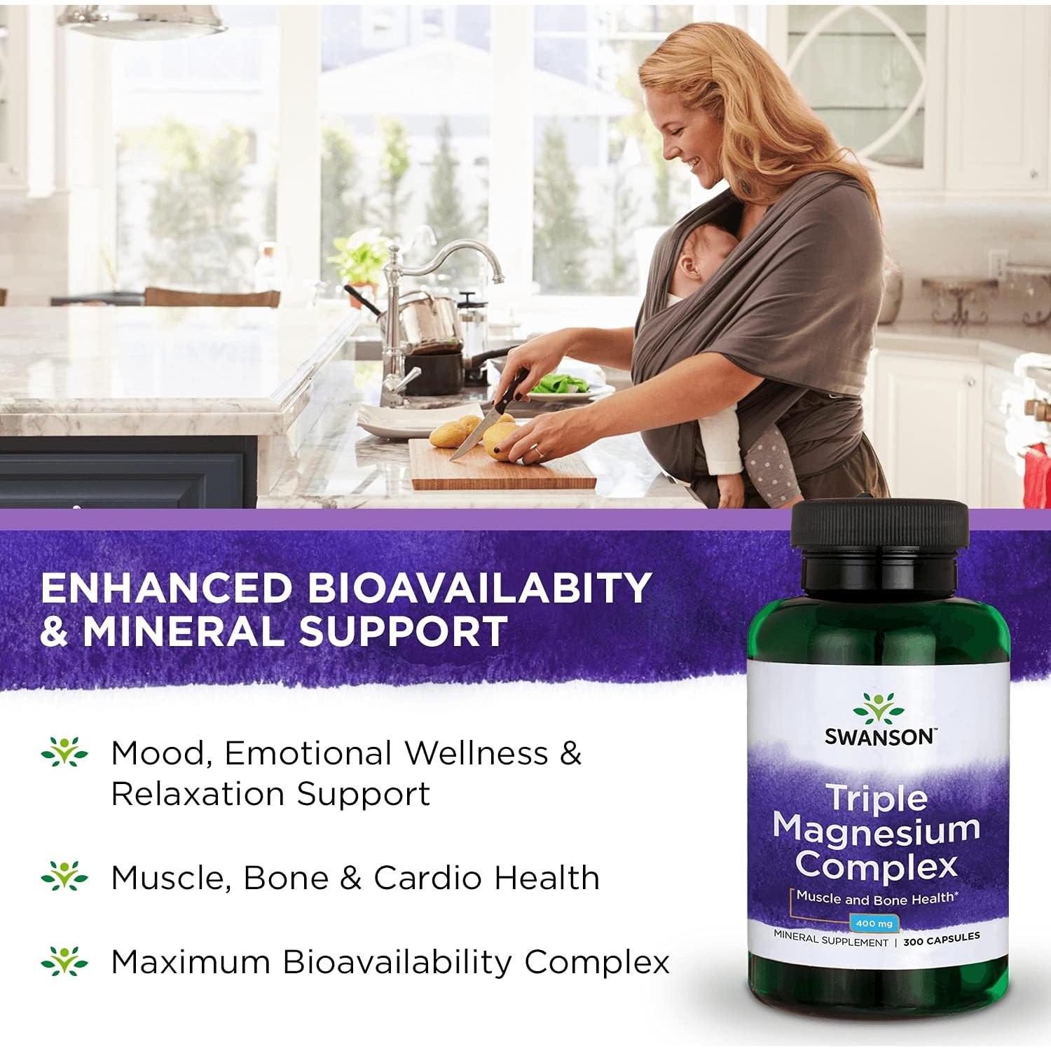 Complejo de Magnesio Triple Swanson 300 Cápsulas 400mg