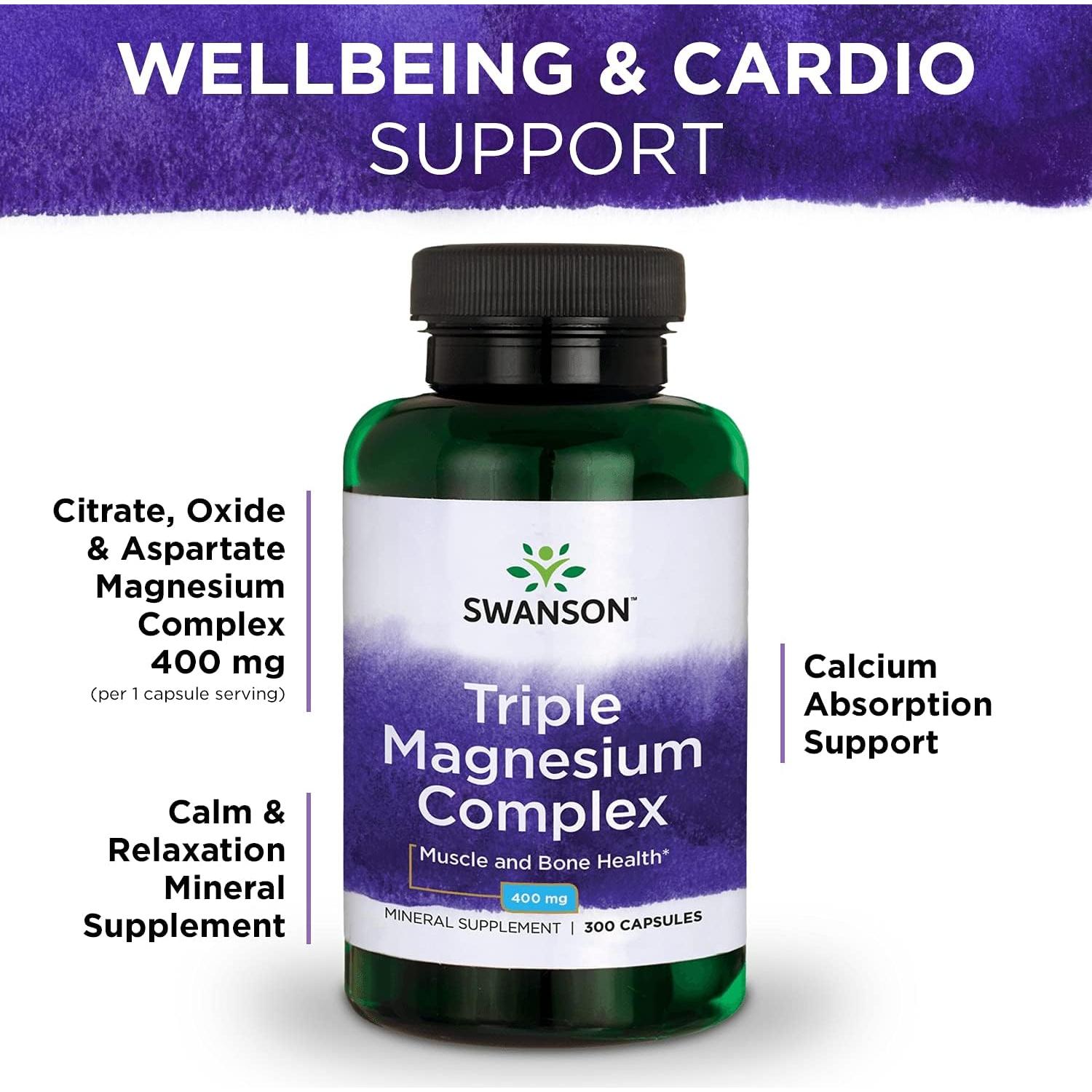 Complejo de Magnesio Triple Swanson 300 Cápsulas 400mg