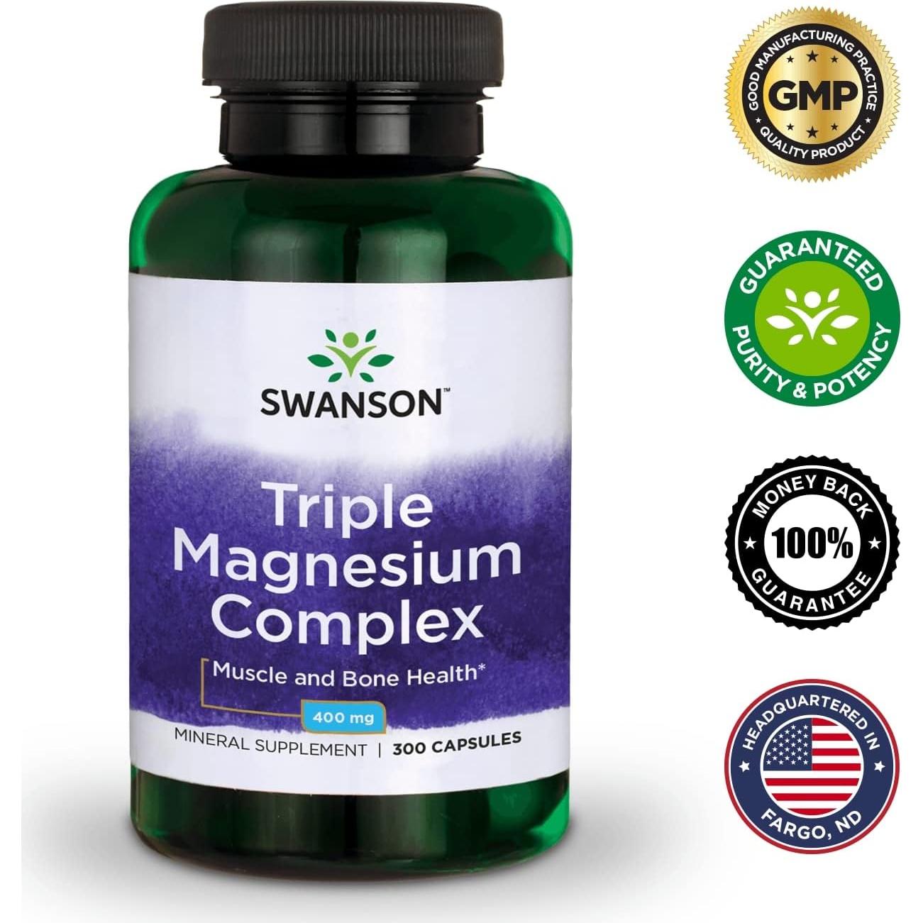 Complejo de Magnesio Triple Swanson 300 Cápsulas 400mg