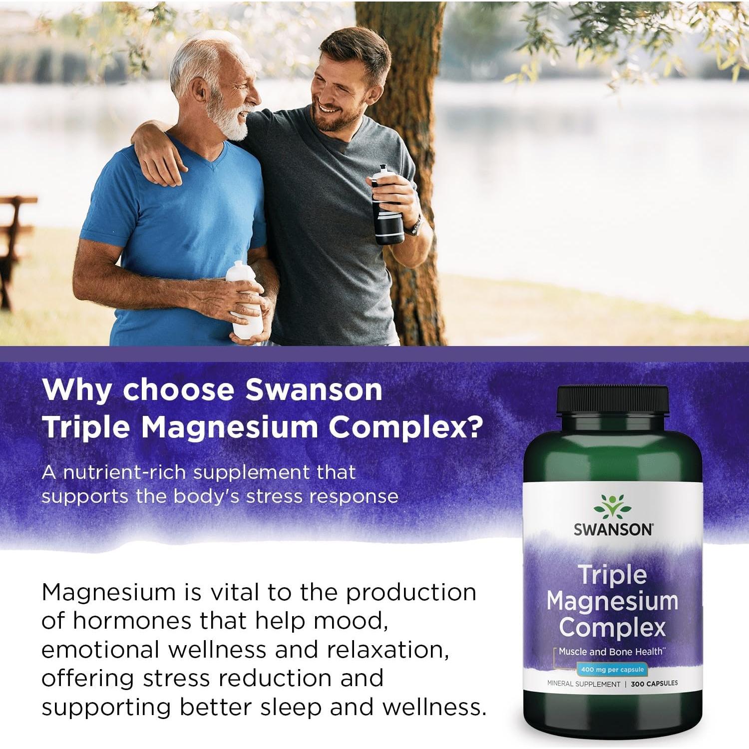 Complejo de Magnesio Triple Swanson 400 mg 300 Cápsulas