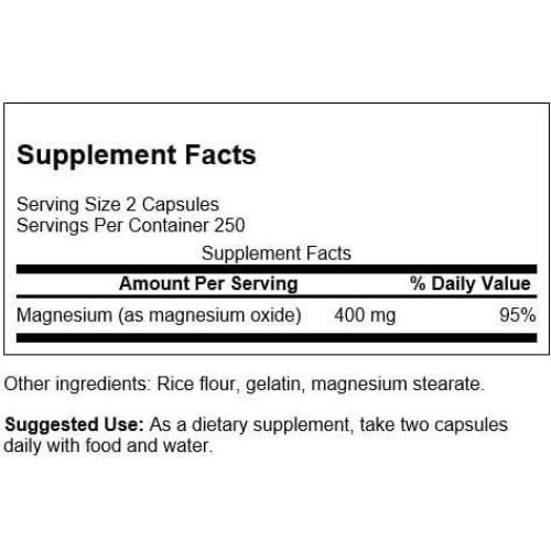 Suplemento de Magnesio Swanson 200 mg - 500 Cápsulas