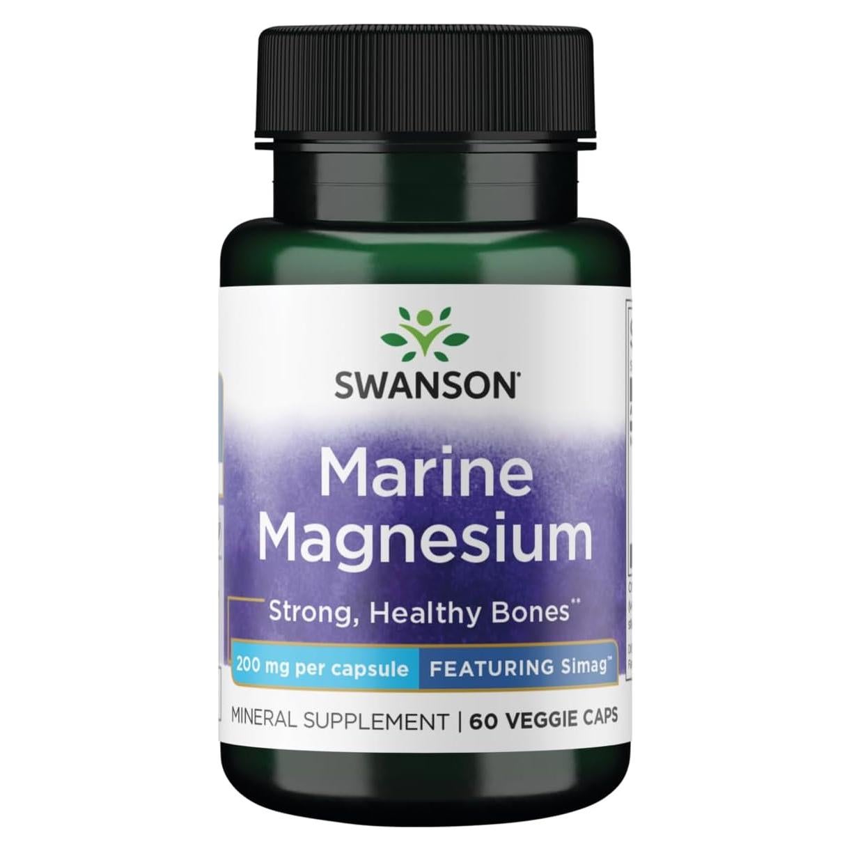 Cápsulas Veganas de Magnesio Marino Swanson Ultra 200 mg