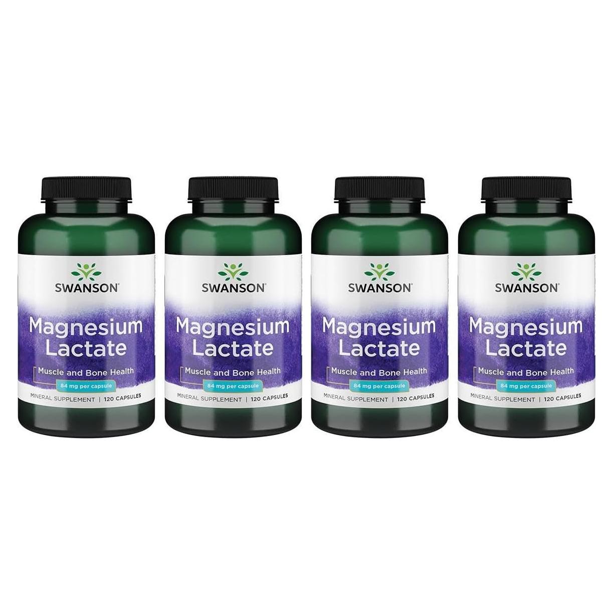 Suplemento de Magnesio Swanson Lactato - 120 Cápsulas 84mg