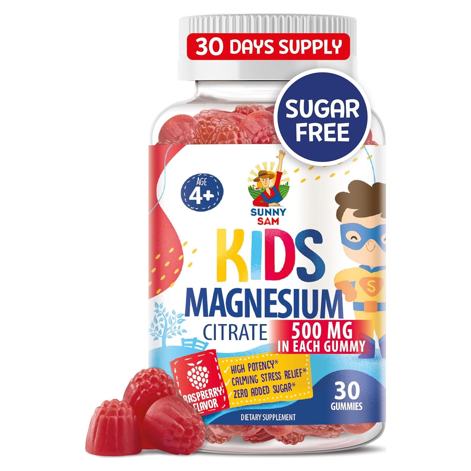 Gomitas de Magnesio Sin Azúcar Sunny Sam 500mg para Niños