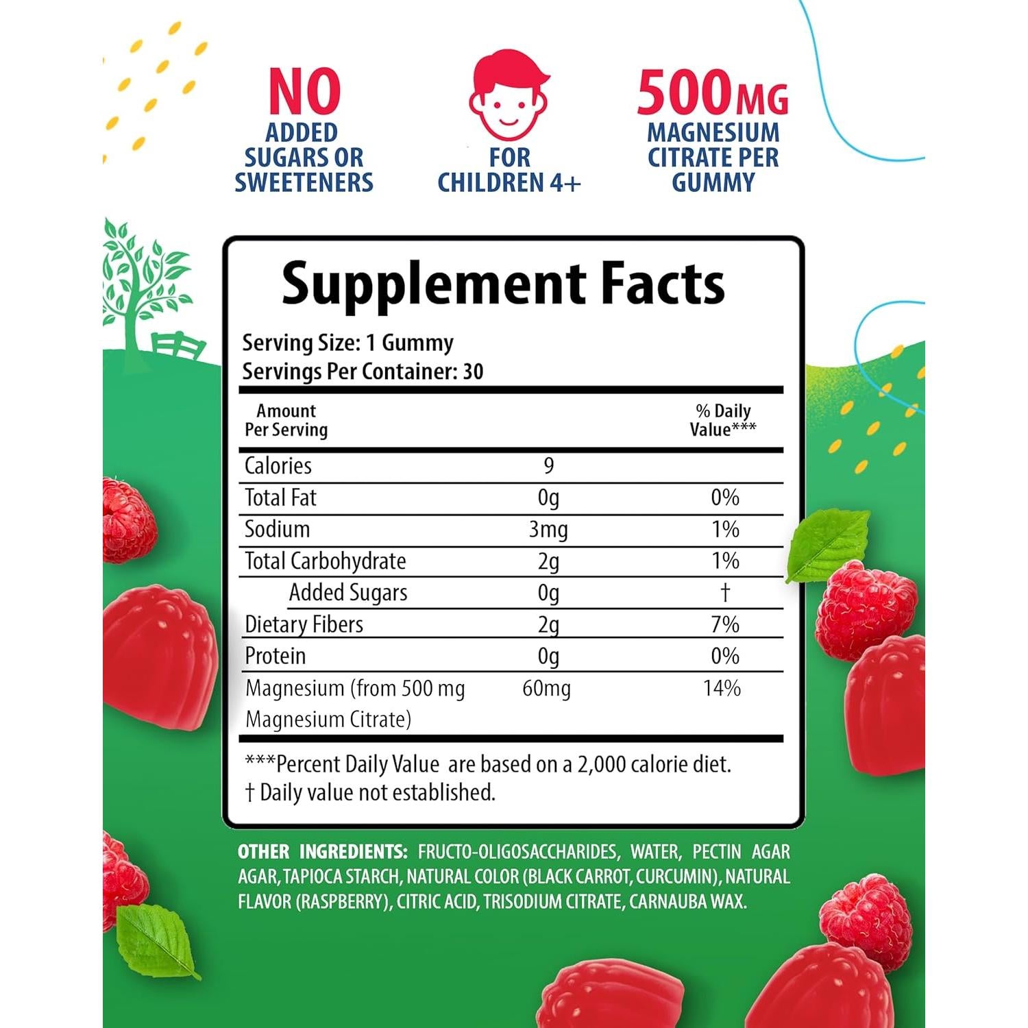 Gomitas de Magnesio Sin Azúcar Sunny Sam 500mg para Niños