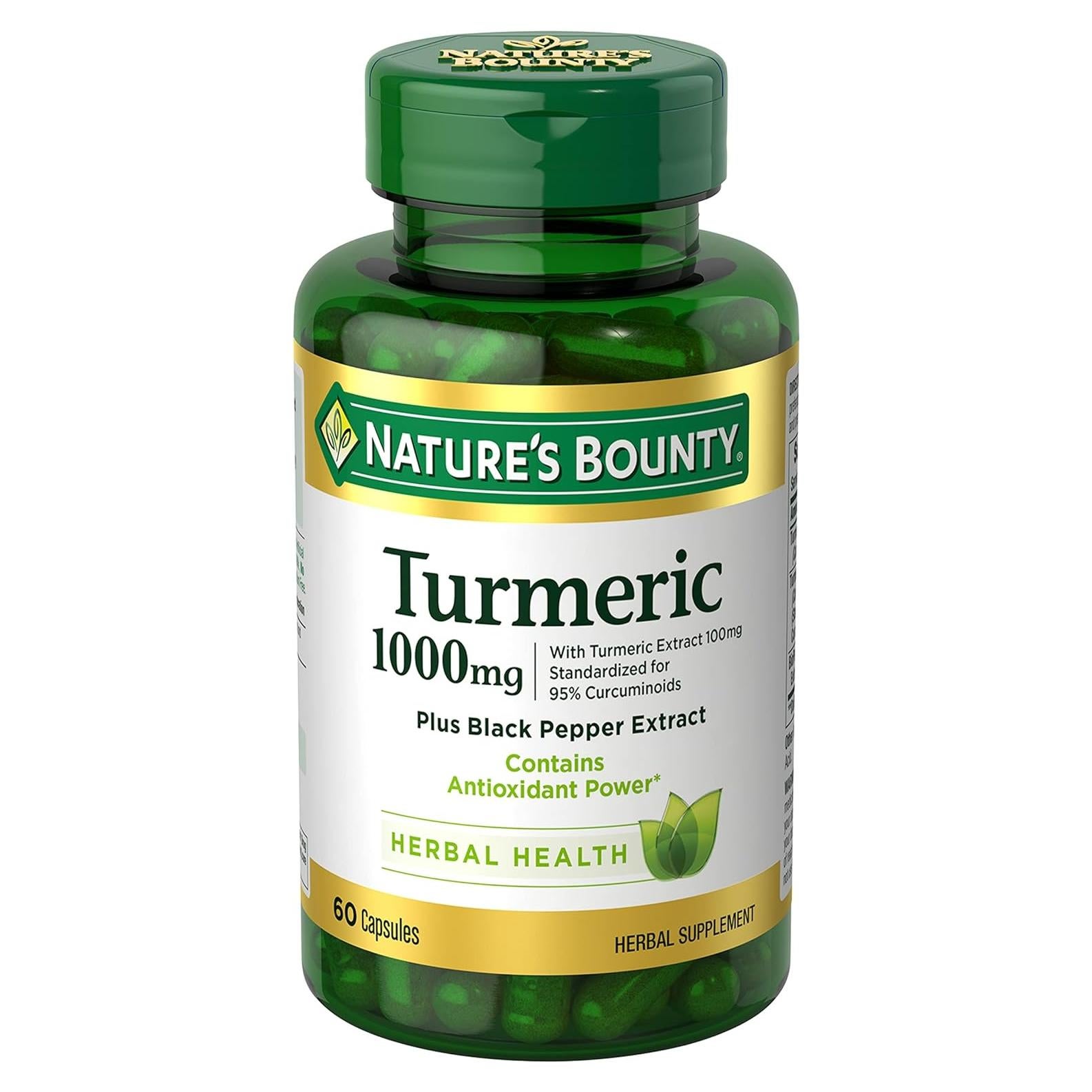Extracto de Cúrcuma Nature's Bounty 1000mg con Pimienta Negra 60 Cápsulas