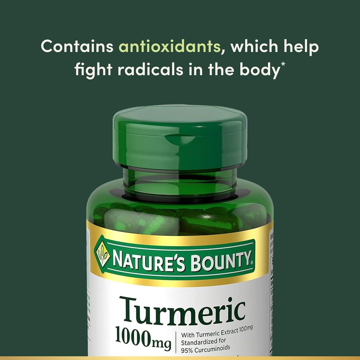 Extracto de Cúrcuma Nature's Bounty 1000mg con Pimienta Negra 60 Cápsulas